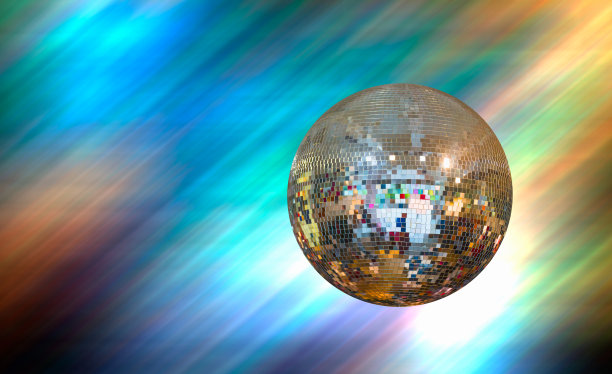 派对迪斯科镜子球反射绿光图片下载