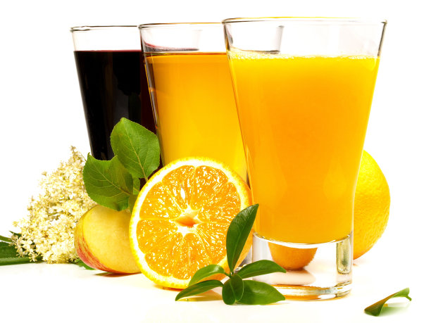 新鲜果汁在白色的背景-孤立图片下载