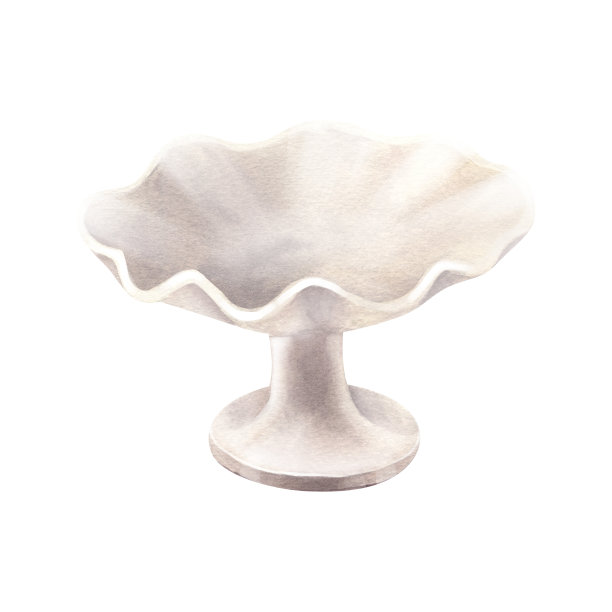 水彩空陶瓷圆板瓷，陶瓷板正面侧面看。手绘插图孤立在白色背景。完美的食物菜单，食物绘图，面包店或咖啡馆图片下载