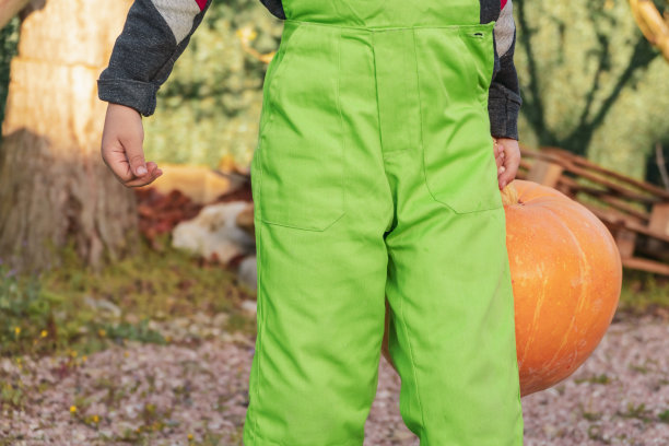 男孩在搬运又大又重的南瓜图片下载