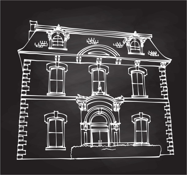 旧市政厅粉笔画图片下载