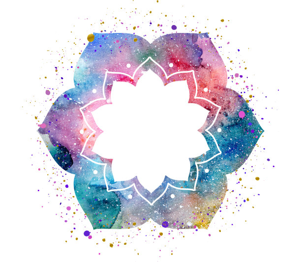 水彩明亮的曼陀罗框架图片下载