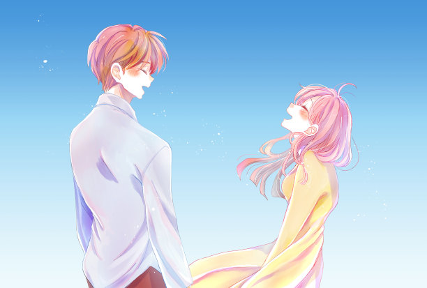 男男女女面对面笑着图片下载