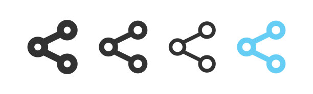 分享图标，社交符号，链接符号，发送符号，发布图标，黑色、蓝色，矢量隔离符号图片下载