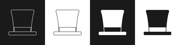 设置圆柱帽图标孤立的黑色和白色的背景。向量图片下载