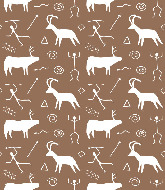 矢量无缝模式的古代岩画图片下载