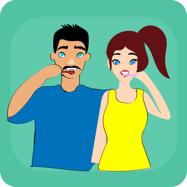 刷牙图标。卫生的概念。家庭成员刷牙。专为社交媒体和网页设计。矢量插图股票插图图片下载