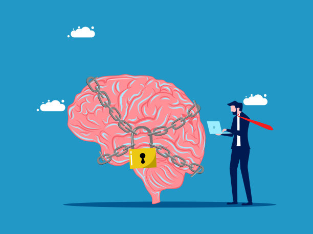 心灵的秘密。商人和大脑用挂锁锁住了图片下载