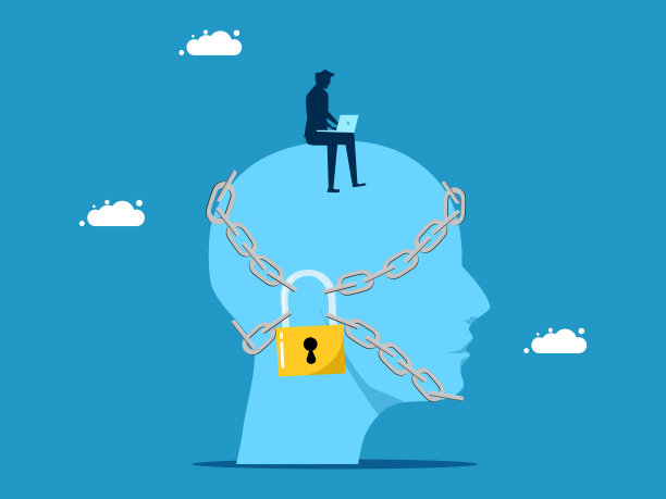 块的感觉。商人用挂锁锁住了头图片下载