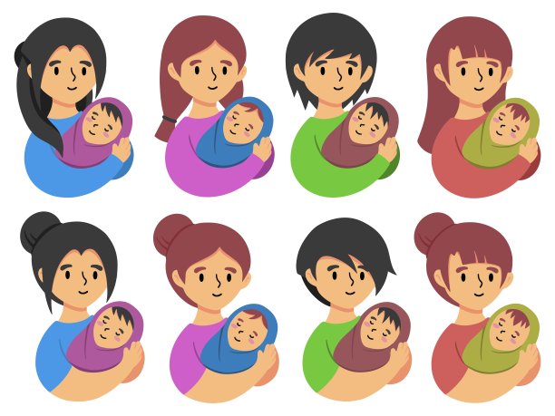 母亲节人物人物插画。手绘母亲节插图。母亲两个孩子或儿童插图。母亲拥抱儿子和女儿插图。母亲抱着婴儿图片下载