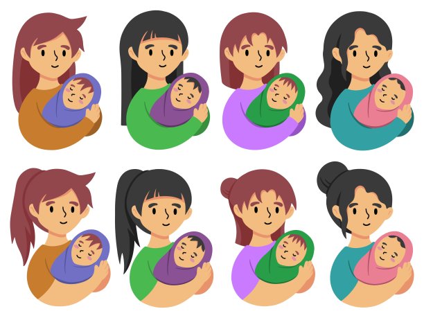 母亲节人物人物插画。手绘母亲节插图。母亲两个孩子或儿童插图。母亲拥抱儿子和女儿插图。母亲抱着婴儿图片下载