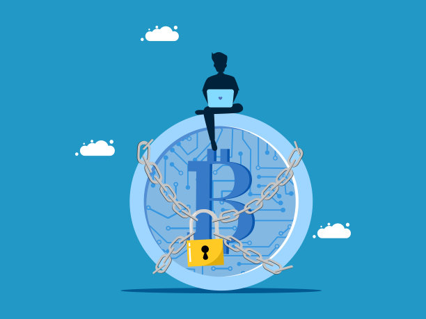 投资加密货币。人与数字硬币锁与挂锁图片下载