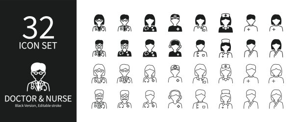 医生和护士图标集图片下载