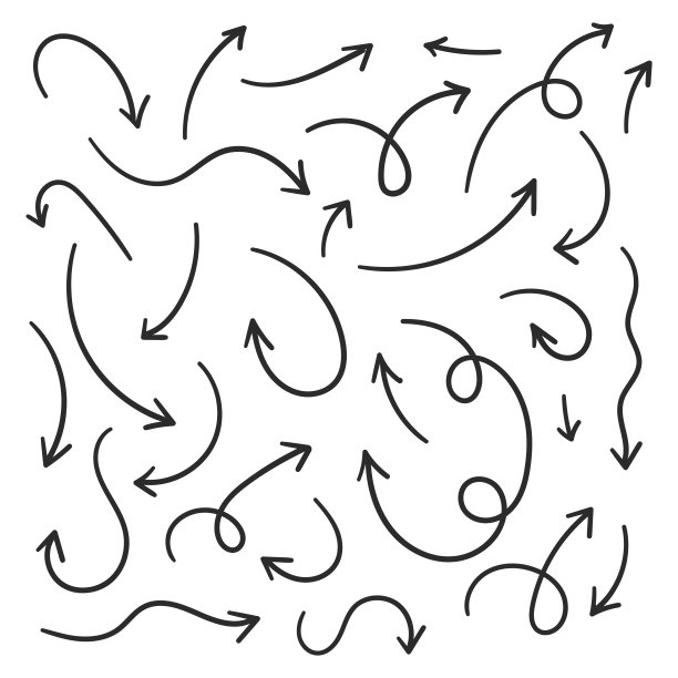 手绘箭头集合设置简单的平面箭头孤立在白色背景上。箭头标记图标和箭头油漆。股票向量。EPS10。图片下载