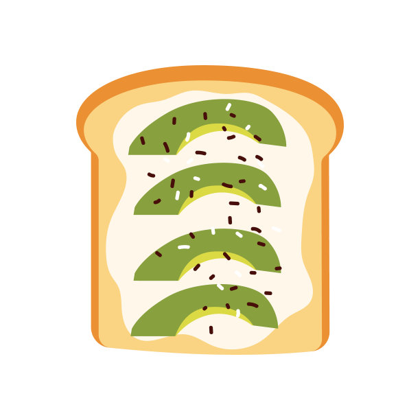 牛油果吐司在孤立的白色背景。矢量插图卡通平面风格图片下载