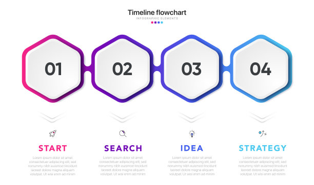 时间轴信息图设计与选项或步骤。商业概念的信息图表。可用于演示工作流程布局，横幅，过程，图表，流程图，信息图，年度报告。图片下载