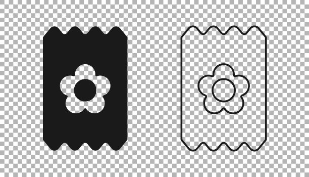 黑色包充满了一个特定的植物图标的种子隔离在透明的背景。向量图片下载
