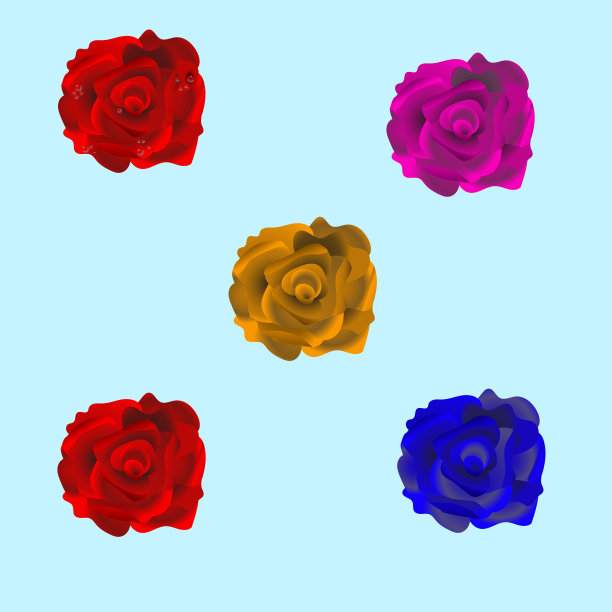 玫瑰花一套盛开的植物。花园玫瑰孤立的红色花朵，花瓣和花蕾的浪漫花卉装饰，婚礼花束和情人节贺卡图标。图片下载