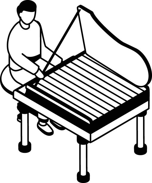 男子弹钢琴与激情等距概念矢量图标设计，空闲时间活动符号，课外活动标志，兴趣爱好股票插图图片下载