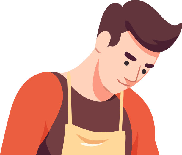 厨师面带微笑，系着围裙站在那里做饭图片下载