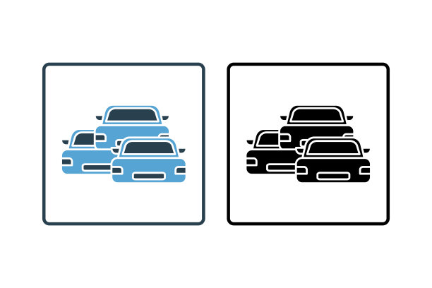 交通堵塞图标。与流量相关的图标。固体图标样式。简单的矢量设计可编辑图片下载