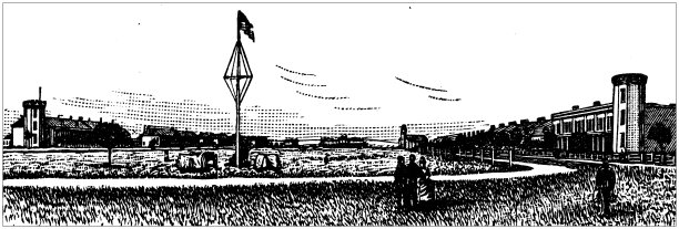 美国，蒙大拿地标和公司的古董插图:阿西尼博因堡图片下载