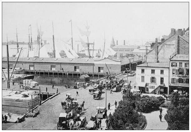 纽约的古董照片:南街，从康提斯街向南看图片下载