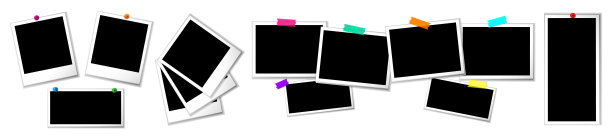 时尚的一套空白打印和收集照片上孤立的白色背景。图片下载