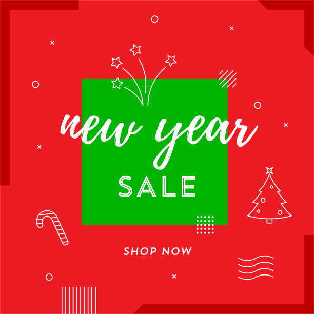 新年销售复古网络横幅社交媒体图片下载