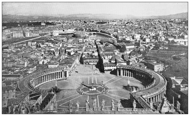 罗马的古董旅行照片:从圣彼得大教堂的阳台上图片下载