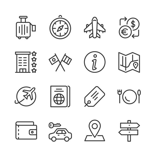 Travel Icons — Monoline Series图片下载