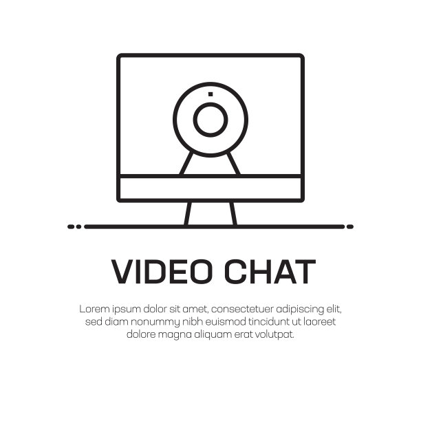 视频聊天矢量线图标-简单的细线图标，优质的设计元素图片下载