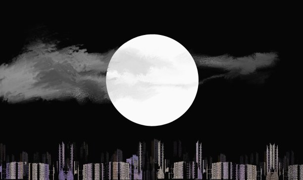 神奇的水平背景，城市上空有一个星形圆盘图片下载