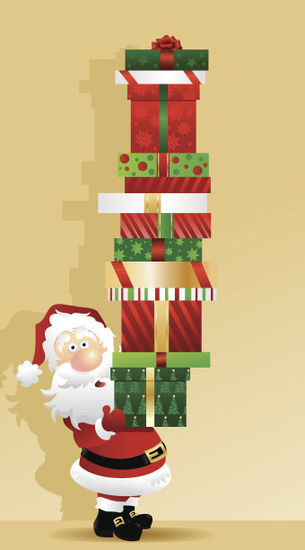 圣诞老人拿着一大堆圣诞礼物图片下载