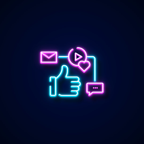 社交媒体图标霓虹风格，设计元素图片下载