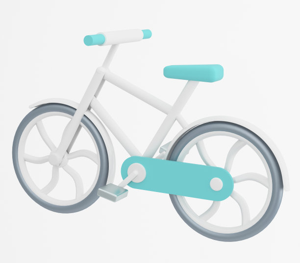 3d生态自行车图标。绿色电动自行车孤立的背景。自然生态自行车设计。简约的风格。3d渲染插图。图片下载