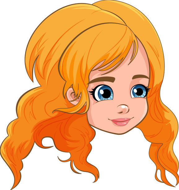 少女头卡通孤立图片下载