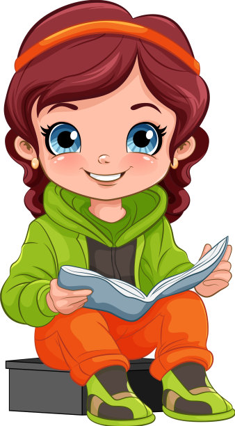 女孩孤立地看漫画书图片下载