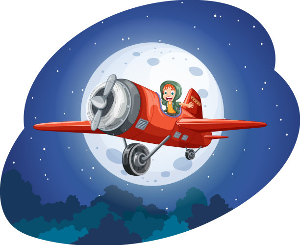 晚上坐飞机的快乐男孩图片下载