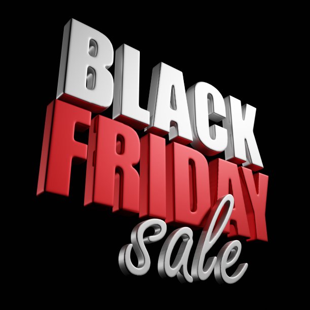 黑色星期五大甩卖，横幅文字白色红黑色。三维渲染图片下载