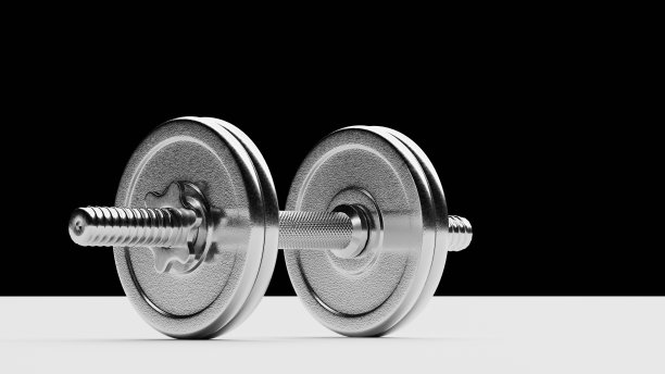 运动银哑铃健身馆，健康生活方式。三维渲染图片下载