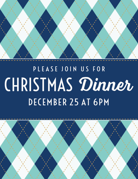 Argyle圣诞晚餐邀请模板图片下载