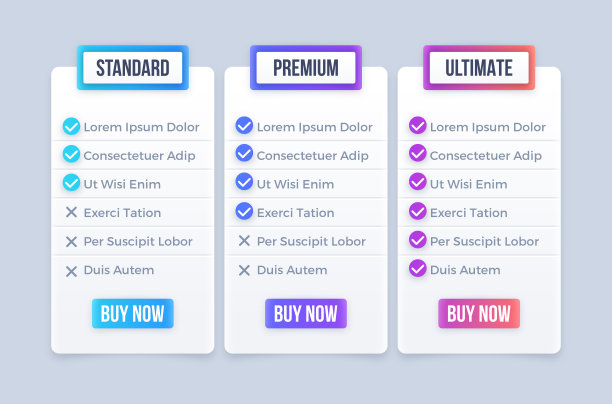 三个包选项标准Premium终极购买选项图片下载