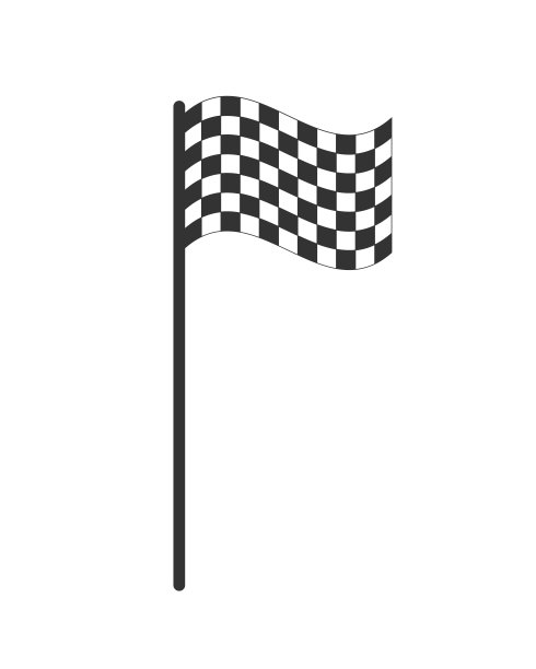 方格旗图标。方格黑白标志。检查网格图案旗子插图。汽车运动比赛结束符号。胜利冠军标志。孤立在白色背景上。图片下载