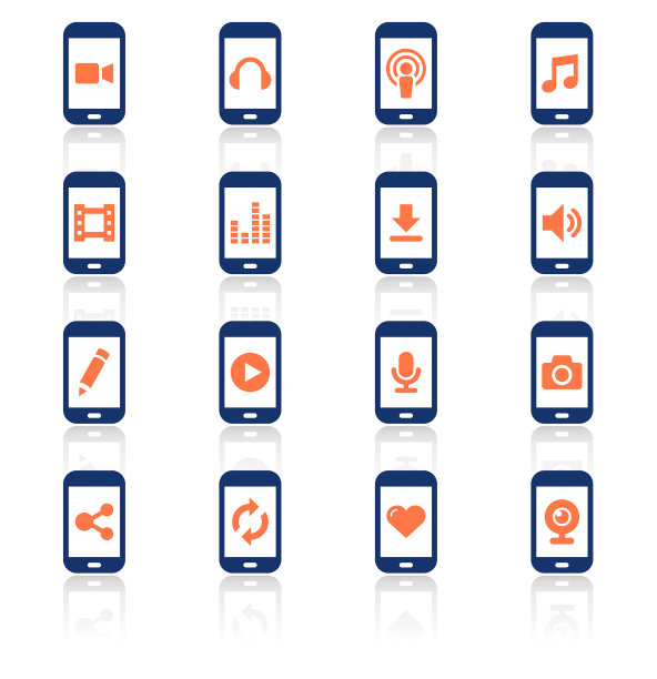 智能手机媒体两种颜色图标设置图片下载