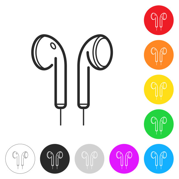 耳机。彩色按钮上的图标图片下载