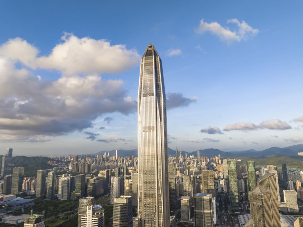 中国深圳CBD白天的天际线鸟瞰图图片下载
