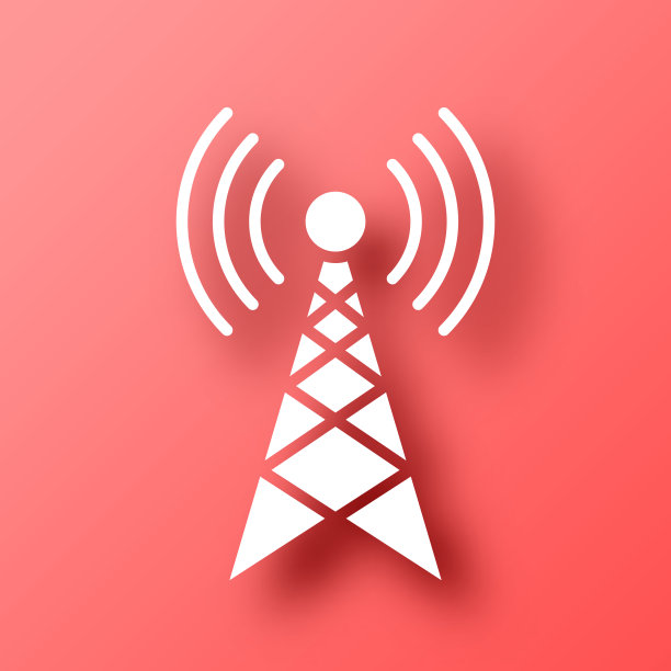 天线。图标在红色背景与阴影图片下载