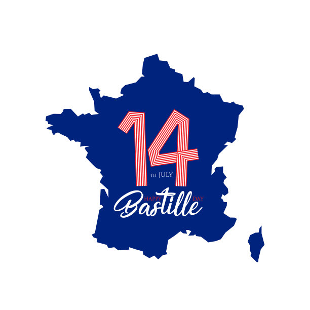 法国7月14日巴士底日快乐库存插画图片下载