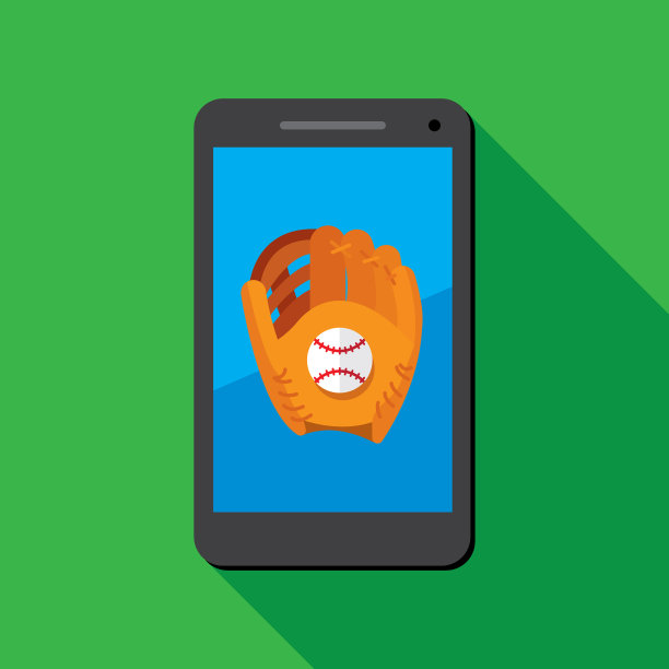 棒球手套智能手机图标平坦图片下载